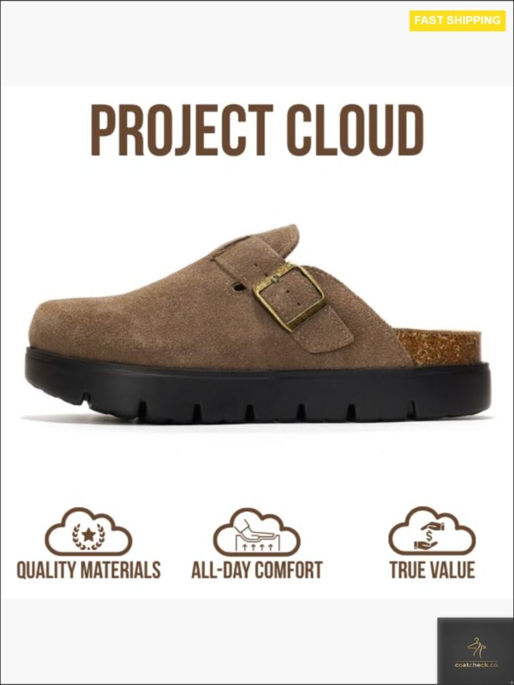 Leather Platform Clogs Memory Foam Arch Support Cork Footbed Chunky Mules - Picture 3 of 7